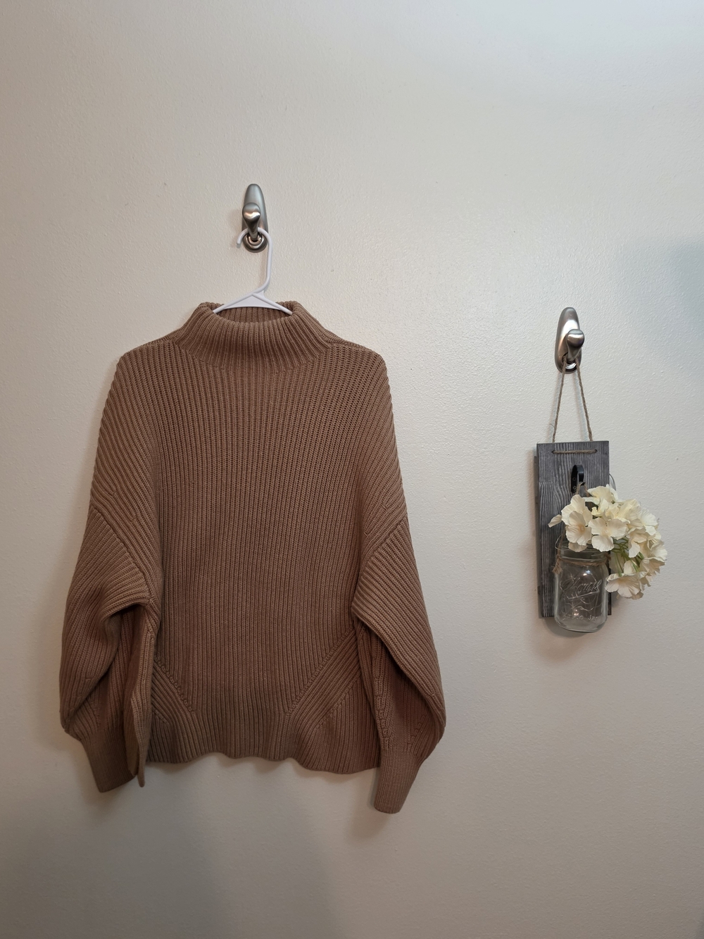 Zara Ribbed Mock Neck Sweater in Camel
